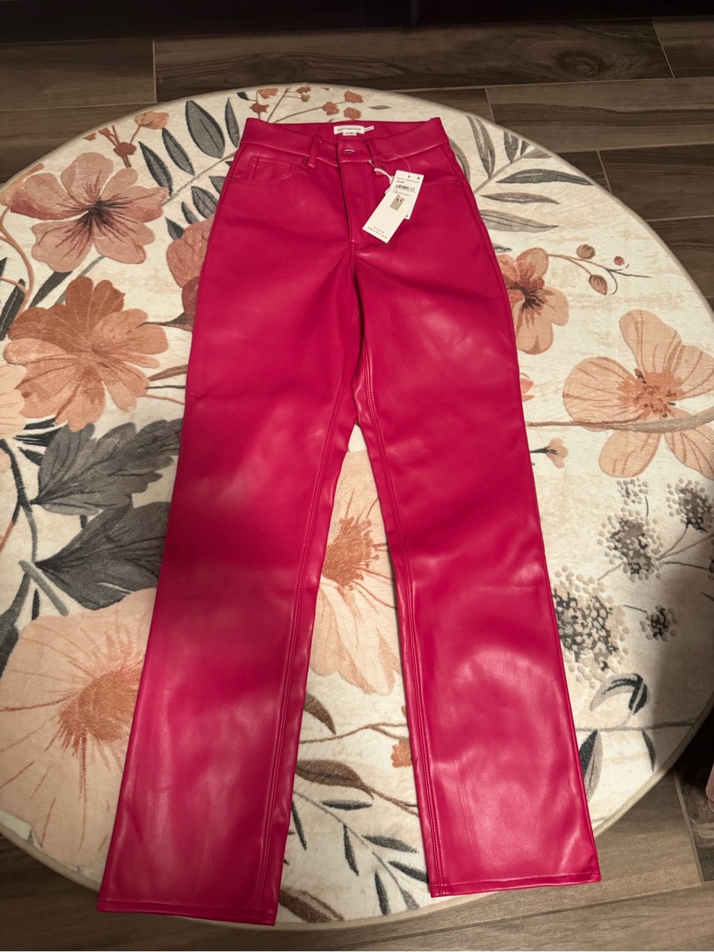 Good American Straight-Leg Faux Leather Pants in Hot Pink